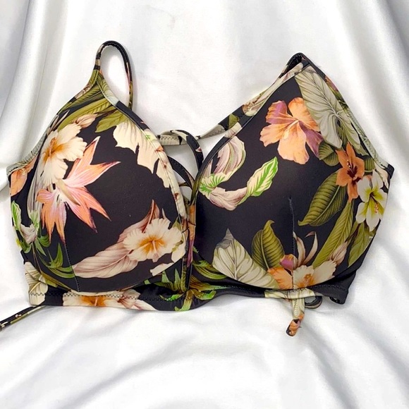 Shade & Shore Other - Shade & Shore Bikini Tropical Palms BOHO Ruching on Bottoms